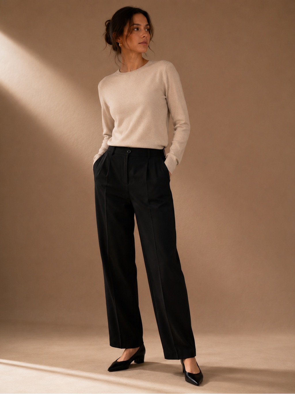The Reset Linen Relaxed Black Straight Leg Trousers Size Large